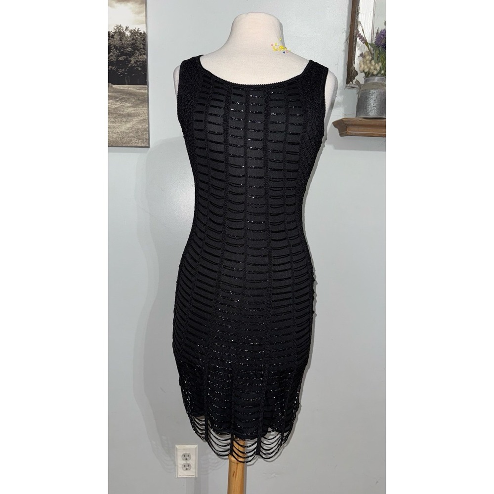 Kroshetta By Papillon‎ black beaded bodycon sleeveless tank dress small
